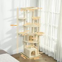 draskykle katems - PawHut kačių draskyklė, smėlio spalvos (Beige), 200 cm - 8 nuotrauka