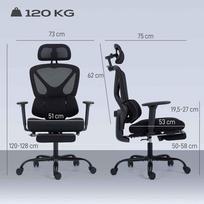 biuro kedes porankiai - HOMCOM Ergonominė biuro kėdė, juoda (Black) - 8 nuotrauka