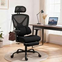 biuro kedes porankiai - HOMCOM Ergonominė biuro kėdė, juoda (Black) - 9 nuotrauka