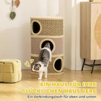 kates namelis - PawHut PCT123 draskymo namelis, 79 cm, trijų aukštų su sizalio virve, chaki+ruda (Chaki+Brown) - 7 nuotrauka
