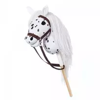 arklys ant lazdos - HOPPIHORSE pliušinis žaislas Horse on a stick A3 Leopard, baltas (White) - 2 nuotrauka