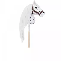 arklys ant lazdos - HOPPIHORSE pliušinis žaislas Horse on a stick A3 Leopard, baltas (White) - 3 nuotrauka