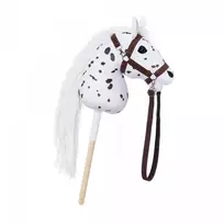 arklys ant lazdos - HOPPIHORSE pliušinis žaislas Horse on a stick A3 Leopard, baltas (White) - 4 nuotrauka