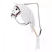 arklys ant lazdos - HOPPIHORSE pliušinis žaislas Horse on a stick A3 Leopard, baltas (White) - 5 nuotrauka