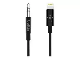 audio 3.5 mm cable - Belkin 3.5 mm Audio Cable With Lightning Connector 0.9m Black - 2 nuotrauka