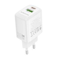 laidai 3a - Borofone BN29 Fuente įkroviklis USB-A / USB-C 30W Baltas (White) - 6 nuotrauka