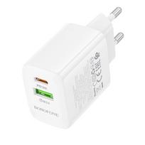 laidai 3a - Borofone BN29 Fuente įkroviklis USB-A / USB-C 30W Baltas (White) - 7 nuotrauka