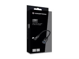 usb laidas 90 - Adapteris USB Conceptronic CONCEPTRONIC Adapteris USB-C -> USB-A 3.0 OTG 90°gew. juodas - 5 nuotrauka