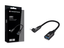 usb laidas 90 - Adapteris USB Conceptronic CONCEPTRONIC Adapteris USB-C -> USB-A 3.0 OTG 90°gew. juodas - 6 nuotrauka