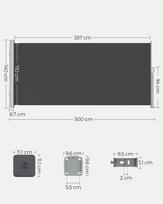 tentas nuo saules - Songmics Šoninė markizė 140x300 cm, Juoda/Pilka (Black/Grey) - 8 nuotrauka