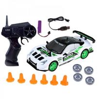 drifting rc - Jokomisiada RC driftinis automobilis su kūgiais RC0506, 1:24, Balta/Žalia (White/Green) - 7 nuotrauka
