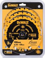 diskas dewalt - DEWALT pjovimo diskai EXTREME 190x30x1,65 24T 3 vnt - 3 nuotrauka