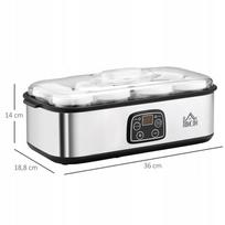plastiko aparatas - HOMCOM Jogurto gaminimo aparatas 25 W, LCD ekranas, 8 indeliai su dangteliu, 180 ml - 2 nuotrauka