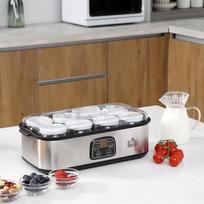 plastiko aparatas - HOMCOM Jogurto gaminimo aparatas 25 W, LCD ekranas, 8 indeliai su dangteliu, 180 ml - 3 nuotrauka