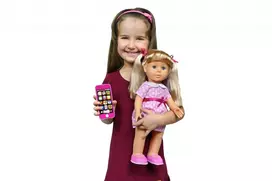 vaiksciojanti lele - Artyk Natalia vaikščiojanti lėlė su išmaniuoju telefonu, 41 cm - 3 nuotrauka