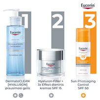 spf 50 - EUCERIN dieninis veido kremas sausai odai su hialuronu HYALURON FILLER, 50 ml - 2 nuotrauka