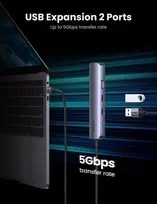 3 in 1 usb c - 5in1 UGREEN CM418 adapteris USB-C Hub į 2x USB 3.0, HDMI, RJ45, USB-C - Pilkas - 5 nuotrauka