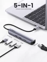3 in 1 usb c - 5in1 UGREEN CM418 adapteris USB-C Hub į 2x USB 3.0, HDMI, RJ45, USB-C - Pilkas - 9 nuotrauka