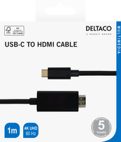 usb c laidas 4k - DELTACO USB-C - HDMI, 4K UHD, 1m, juodas / USBC-HDMI1030-K / 00140019 - 2 nuotrauka