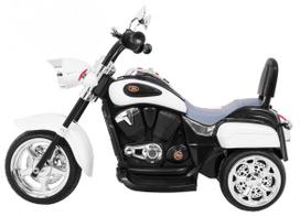 triratis elektrinis vaikams - Vaikiškas elektrinis motociklas NightBike Chopper, baltas - 8 nuotrauka