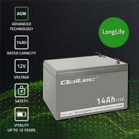 akumuliatorius 10a 12v - Qoltec 53045 AGM battery | 12V | 14Ah | max. 210A - 5 nuotrauka