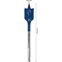 hex 1 4 graztai - Plunksninis medienos grąžtas Bosch Expert, medienai, plunksninis, hex 1/4, 25 mm x 15.2 cm - 6 nuotrauka
