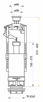 nuleidimo mechanizmas - Nuleidimo mechanizmas Alcaplast A2000 su start/stop funkcija - 2 nuotrauka