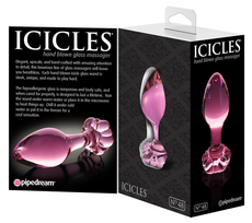 geles zaislai - Stiklinis analinis kaištis Pipedream Icicles No. 48, rožinis - 2 nuotrauka