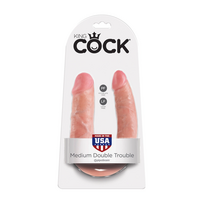 king tony - Dvigubas varpos imitatorius Pipedream King Cock Double Trouble – Medium, kūno spalvos - 3 nuotrauka
