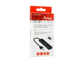 usb a sakotuvas - Equip 128959 4-Port USB 3.2 Gen 1 Hub su USB-C adapteriu Juodas (Black) - 2 nuotrauka