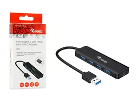 usb a sakotuvas - Equip 128959 4-Port USB 3.2 Gen 1 Hub su USB-C adapteriu Juodas (Black) - 3 nuotrauka