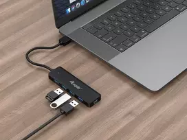 usb a sakotuvas - Equip 128959 4-Port USB 3.2 Gen 1 Hub su USB-C adapteriu Juodas (Black) - 5 nuotrauka