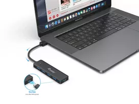 usb a sakotuvas - Equip 128959 4-Port USB 3.2 Gen 1 Hub su USB-C adapteriu Juodas (Black) - 6 nuotrauka