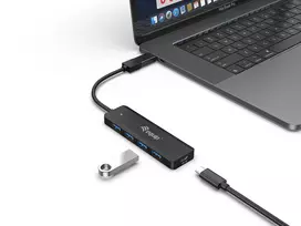usb a sakotuvas - Equip 128959 4-Port USB 3.2 Gen 1 Hub su USB-C adapteriu Juodas (Black) - 7 nuotrauka