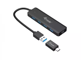 usb a sakotuvas - Equip 128959 4-Port USB 3.2 Gen 1 Hub su USB-C adapteriu Juodas (Black) - 8 nuotrauka