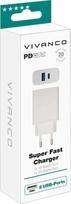 ikrovikliai 20w - Vivanco charger USB-A/USB-C PD3 20W, white (62401) - 2 nuotrauka