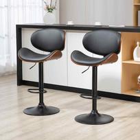 baro kedes su - Baro kėdžių rinkinys HOMCOM, Juoda/Ruda (Black/Brown), 2 vnt. - 3 nuotrauka