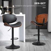 baro kedes su - Baro kėdžių rinkinys HOMCOM, Juoda/Ruda (Black/Brown), 2 vnt. - 7 nuotrauka