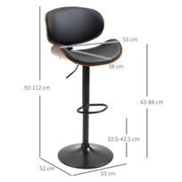 baro kedes su - Baro kėdžių rinkinys HOMCOM, Juoda/Ruda (Black/Brown), 2 vnt. - 8 nuotrauka