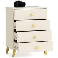 stalciai 60 cm - Komoda Akord Furniture Factory Mobi K-04, aukso/balta, 37 cm x 60 cm x 73 cm - 10 nuotrauka