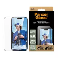 ekrano plevele 15 - PanzerGlass "Screen Protector Aluminum Frame iPhone 16" Ultra-Wide Fit - 2 nuotrauka