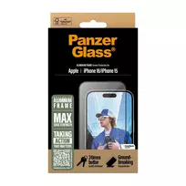 ekrano plevele 15 - PanzerGlass "Screen Protector Aluminum Frame iPhone 16" Ultra-Wide Fit - 3 nuotrauka