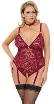 tarpkojus - Cottelli curves Crotchless Body red 2XL glaustinukė - 5 nuotrauka
