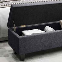 minkstas suoliukas - HOMCOM Suolas su daiktadėže, tamsiai pilkas (Dark Gray) - 2 nuotrauka