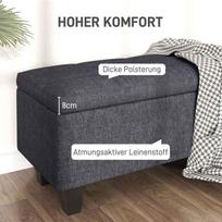 minkstas suoliukas - HOMCOM Suolas su daiktadėže, tamsiai pilkas (Dark Gray) - 6 nuotrauka