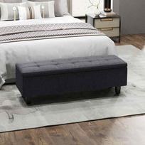minkstas suoliukas - HOMCOM Suolas su daiktadėže, tamsiai pilkas (Dark Gray) - 9 nuotrauka