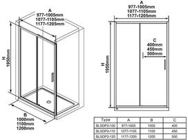 grudinto stiklo sienele - Dušo durys Ravak Blix Slim BLSDP2-100, 100 cm x 195 cm, skaidri sp./juoda sp./grūdintas - 2 nuotrauka