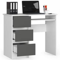 ermitazas stalai - Rašomasis stalas su stalčiais, kairės pusės Akord Furniture Factory A6 Left, 50 cm x 90 cm, 77 cm, balta sp./grafito sp. - 5 nuotrauka