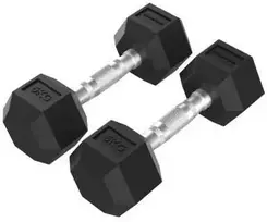 Hanteliai TUNTURI Platinum Hex Rubber Dumbbell, 2x5 kg