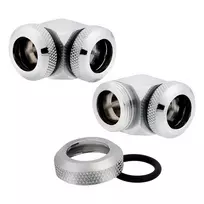 corsair cx - Corsair Hydro X Series XF Hardline 90° 12mm OD Fitting Twin Pack Chrome - 4 nuotrauka
